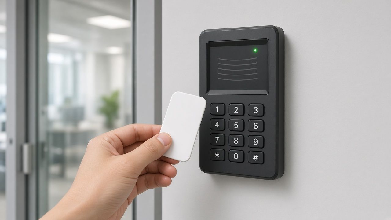 Office door access reader with key fob