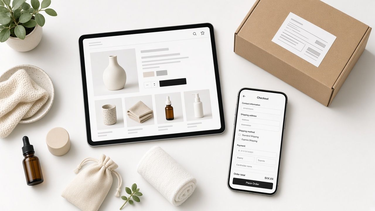 E-commerce store being designed on screen
