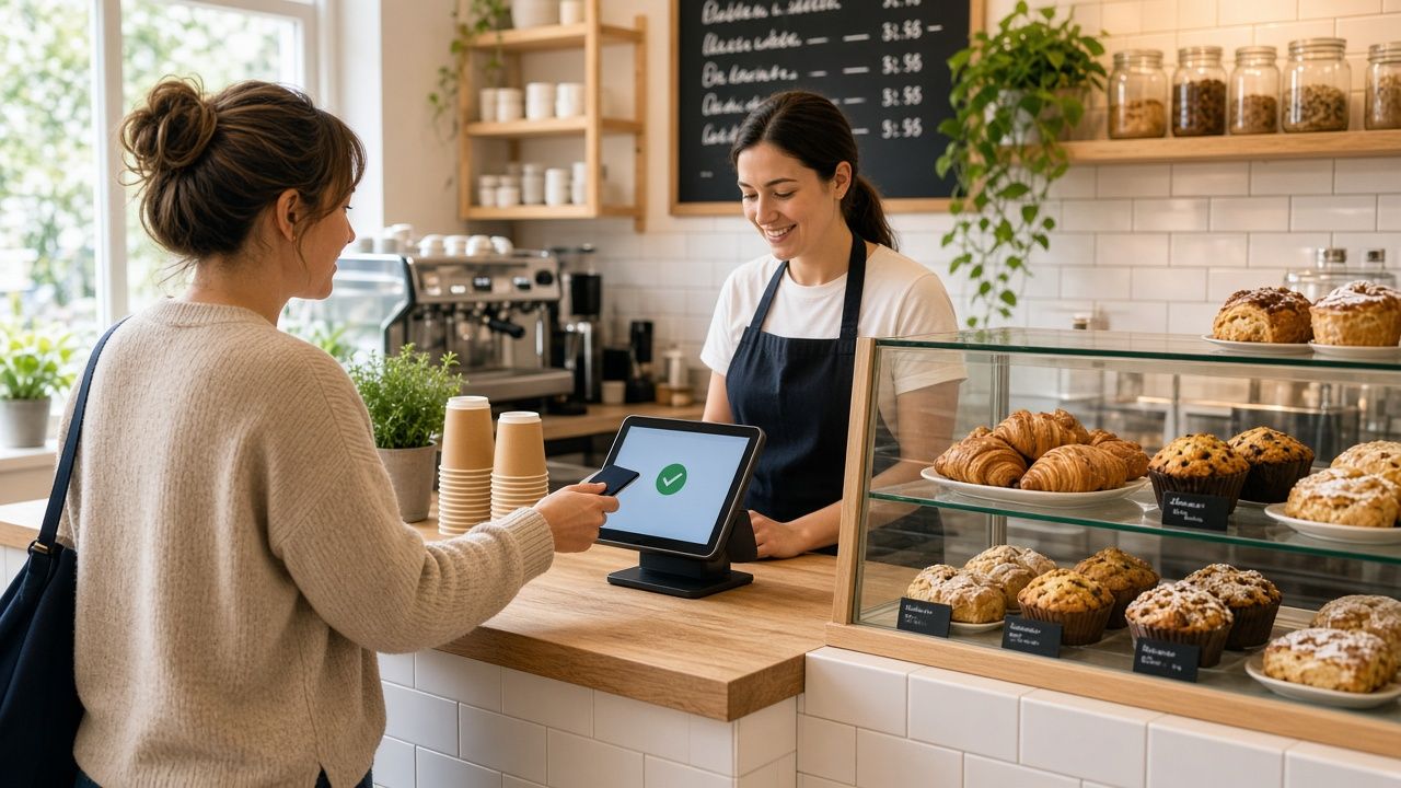 Customer ordering at a local café