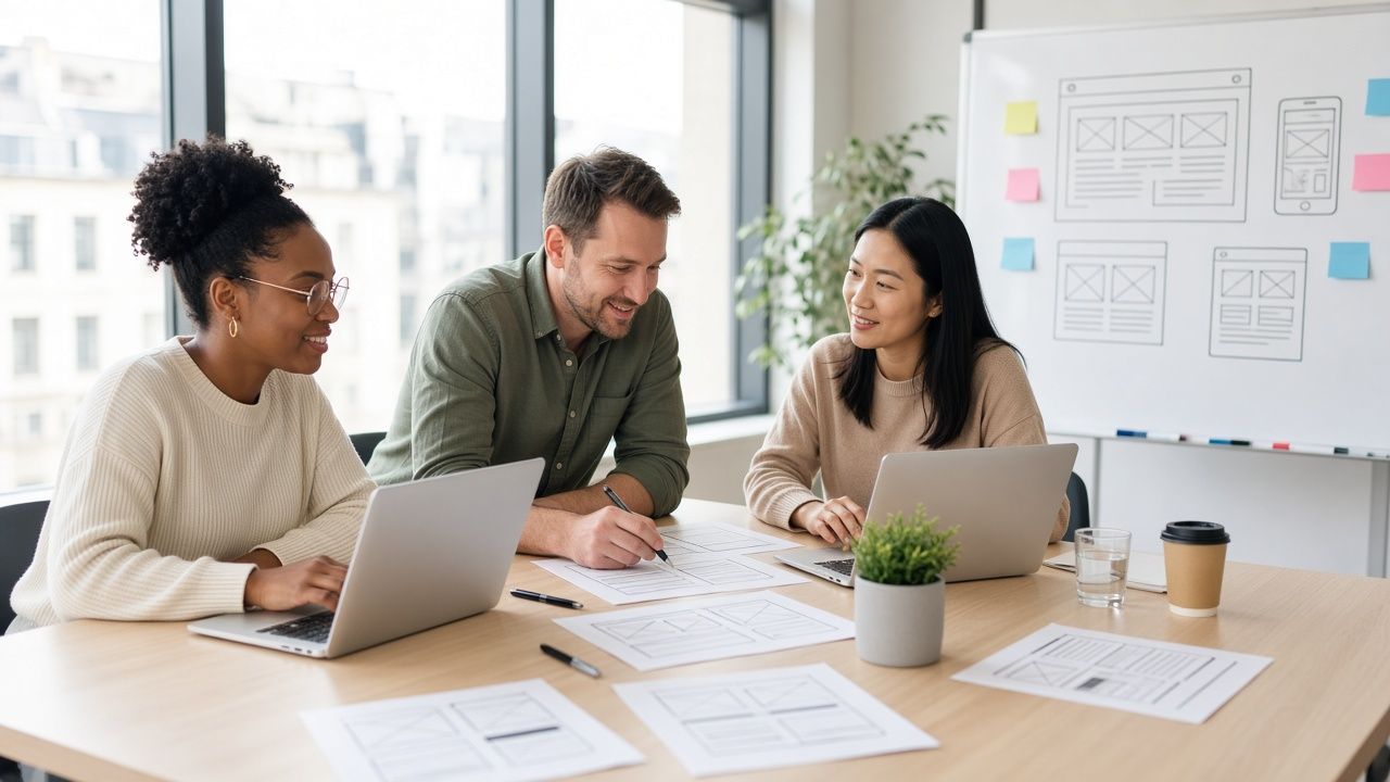 Team reviewing website growth and SEO strategy